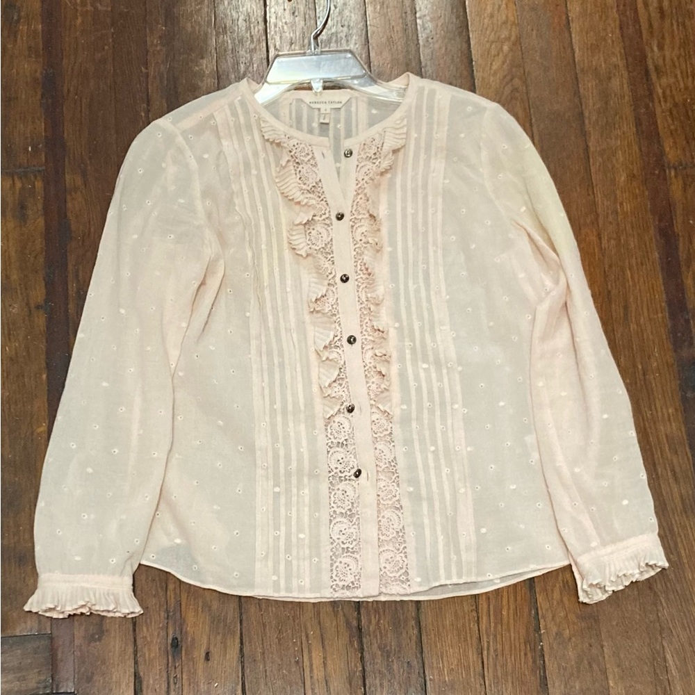 Rebecca Taylor Peach Button Down Eyelet Blouse